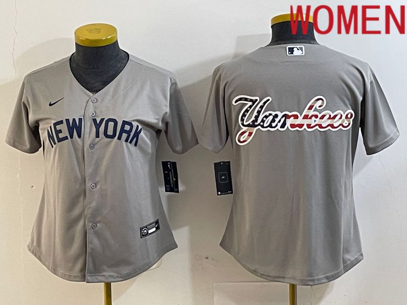 Women New York Yankees Blank Grey Nike Game 2024 MLB Jersey style 6->->Women Jersey